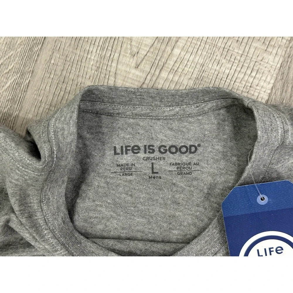 Life Is Good Men's Crusher Tee Adirondack Jake Size L Summer T--shirt NWT Gray - Picture 6 of 9